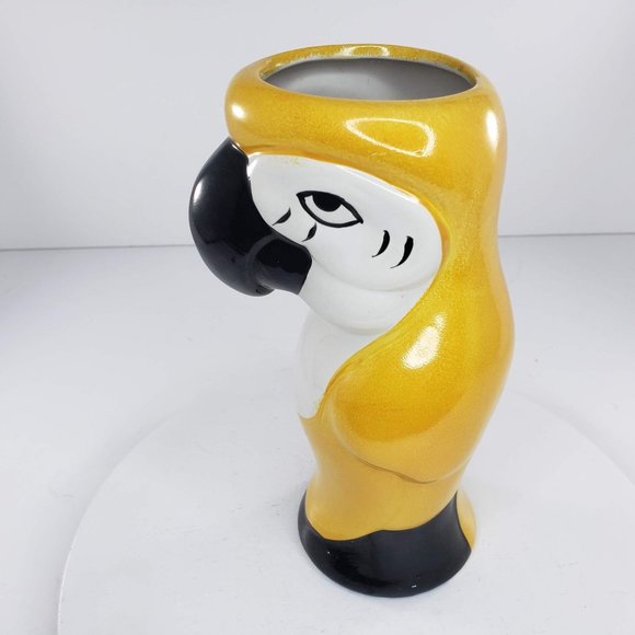 Vintage DW125Y Parrot Macaw Tiki Mug Vase Glass Hawaiian Yellow - Picture 3 of 6